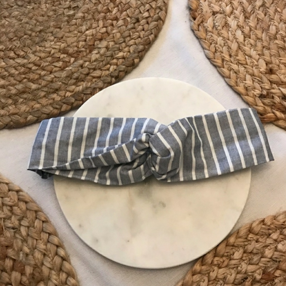 JCrew Blue & White Stripes Knotted Headband